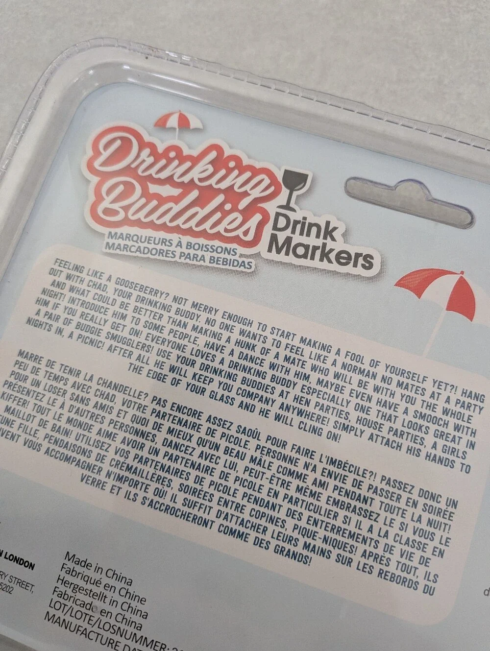 Drinking Buddies Drink Markers - Men Swim Figurine Set, Multicolor NEW 6 Pack